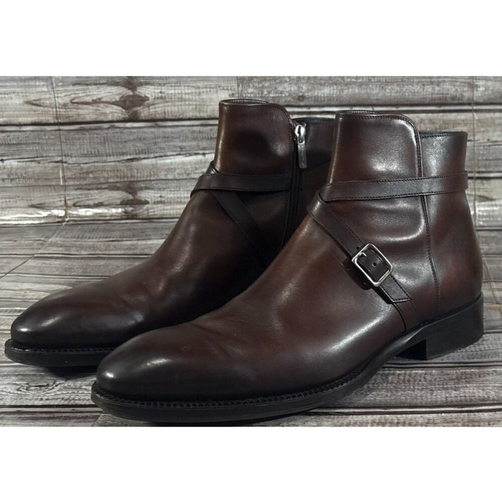Santoni Calfleather Jodhpur Chelsea Boot size 8 D Burgundy made Italy mspr $929